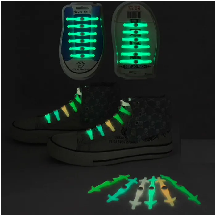 Silicone lumière LED lumineux lacets 12 pcs set